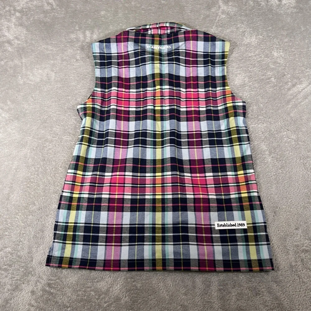 Pearly Gates Polo Shirt Womens 2‎ Multicolor Plaid Sleeveless Golf Top Collared